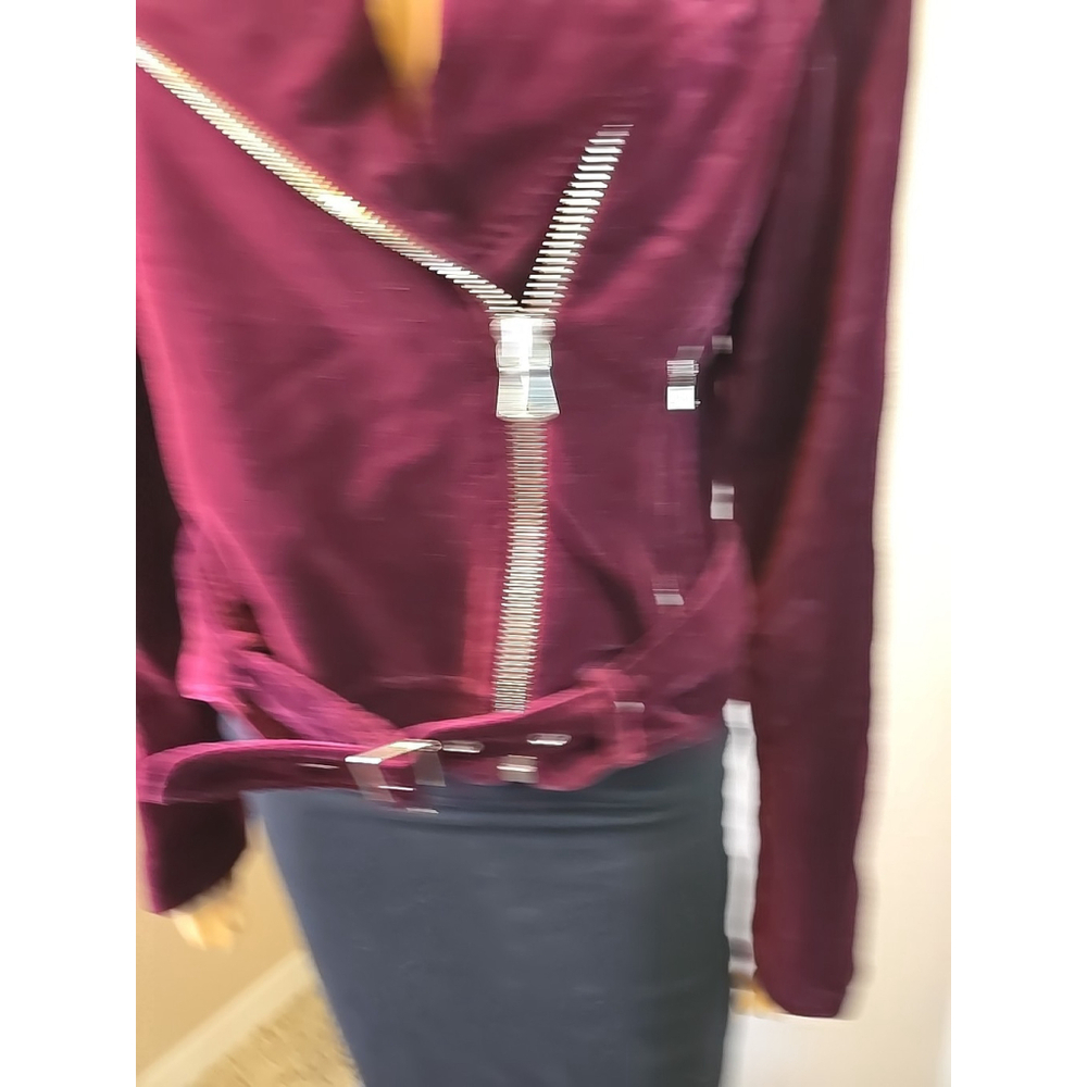 PAIGE Women's Cranberry Shanna Jacket Velvet Motto Bloomingdale's Small - Picture 7 of 10